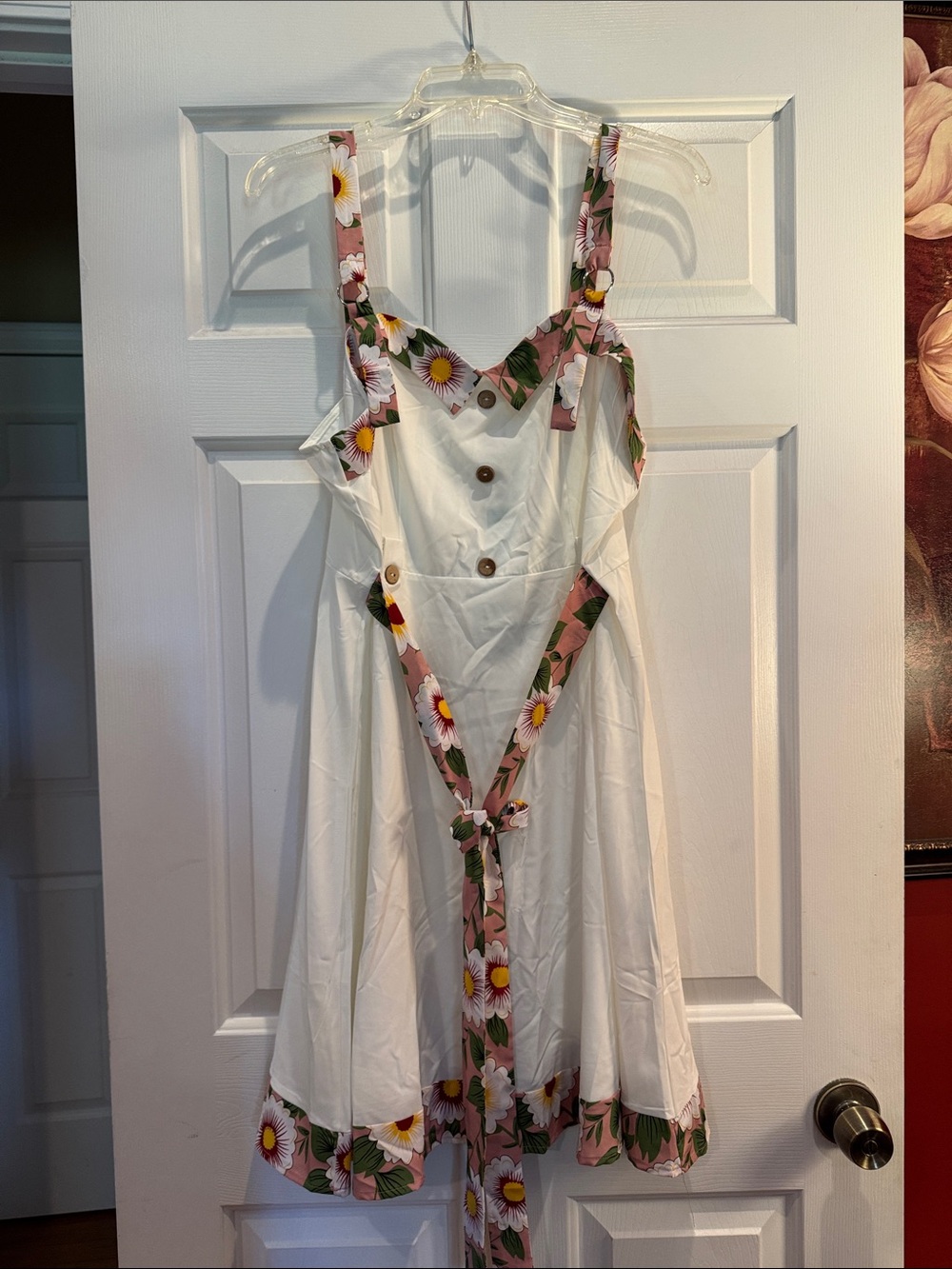 White Floral-Trim Sundress with Daisy Accents